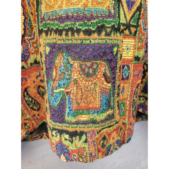 White Stag Jacket Art Deco‎ Style Tapestry Blazer Oversized Coat Sz 24 - Picture 12 of 16